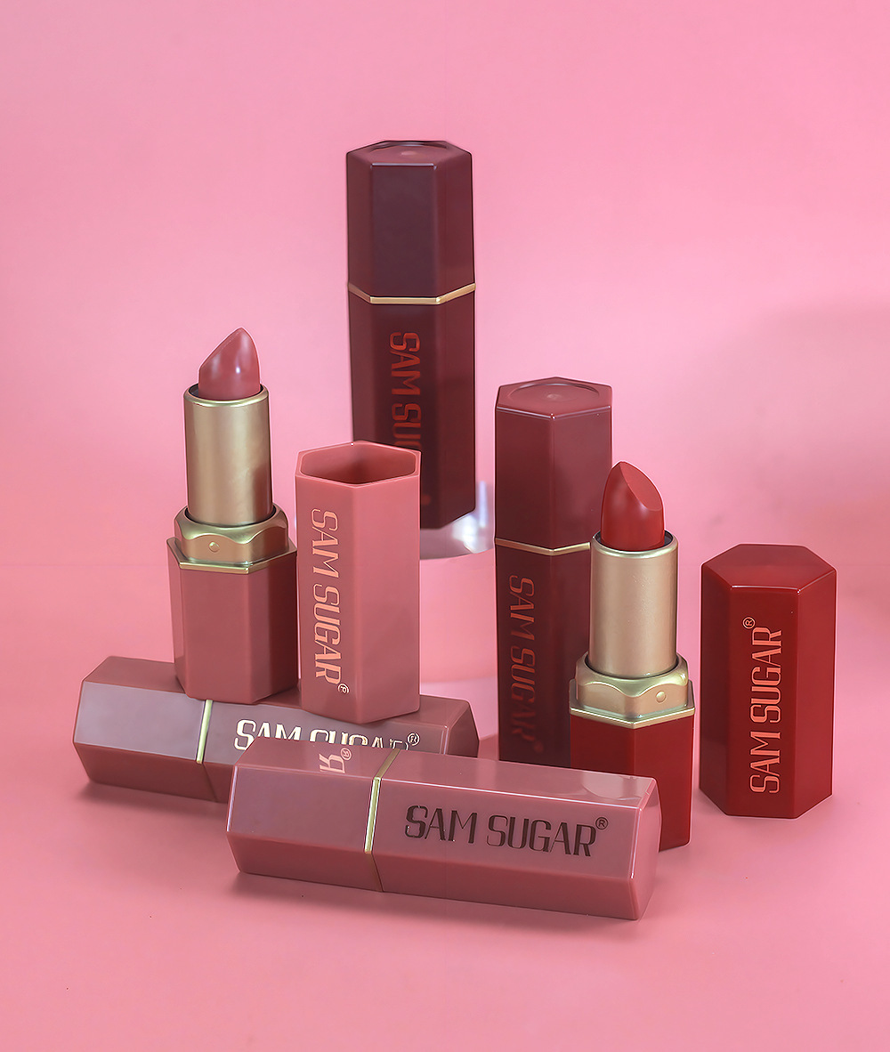 6 Colors Gold Bar Tube Lipstick Matte Texture Pearlescent Glitter Velvet Lipstick Valentine's Day Gift 6PCS - Image 4