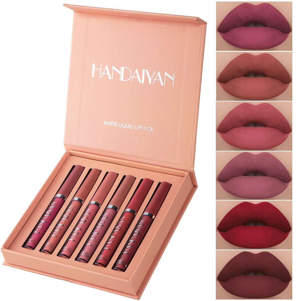 HANDAIYAN Set of 6 NonStick Cup Liquid lipstick , Long-Lasting Lip Gloss Gift Box – Matte Finish Lip Gloss, Resistant to Fading (复制)