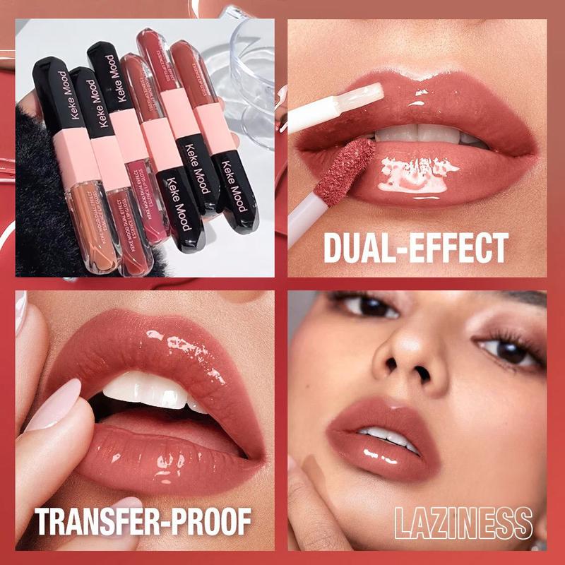 Velvet Frosted Lip Gloss, Naturally Shiny Glass Finish, Moisturizing And Whitening Lip Gloss False Eyelashes Makeup - Image 2