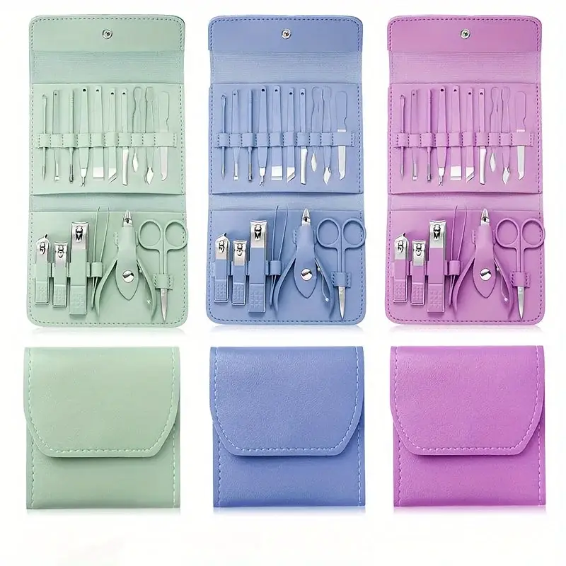 16pcs professional nail clippers and cuticle nippers set with travel case manicure set pedicure sets nail clippers