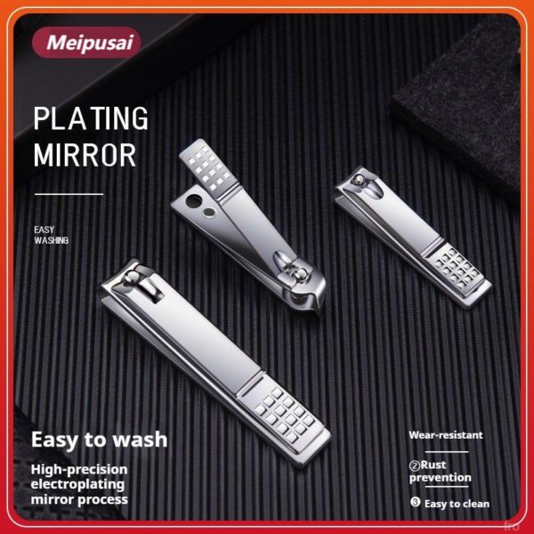 nail clipper set, stainless steel material, noble gold color, complete home use kit, angled design for dead skin removal, ear pick, nail clippers, foot file tools