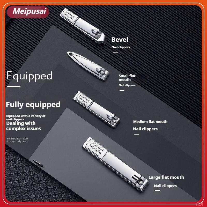 nail clipper set, stainless steel material, noble gold color, complete home use kit, angled design for dead skin removal, ear pick, nail clippers, foot file tools